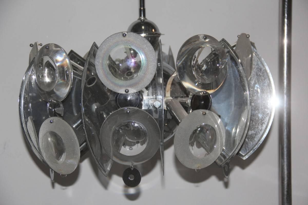 Chandeliers Steel Glasses, 1970s Italian Design Pop Art Torlasco photo furniture