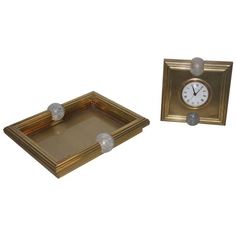 Tommaso Barbi Bottega Gadda, 1970s , Brass Clock Bowl Italian Design