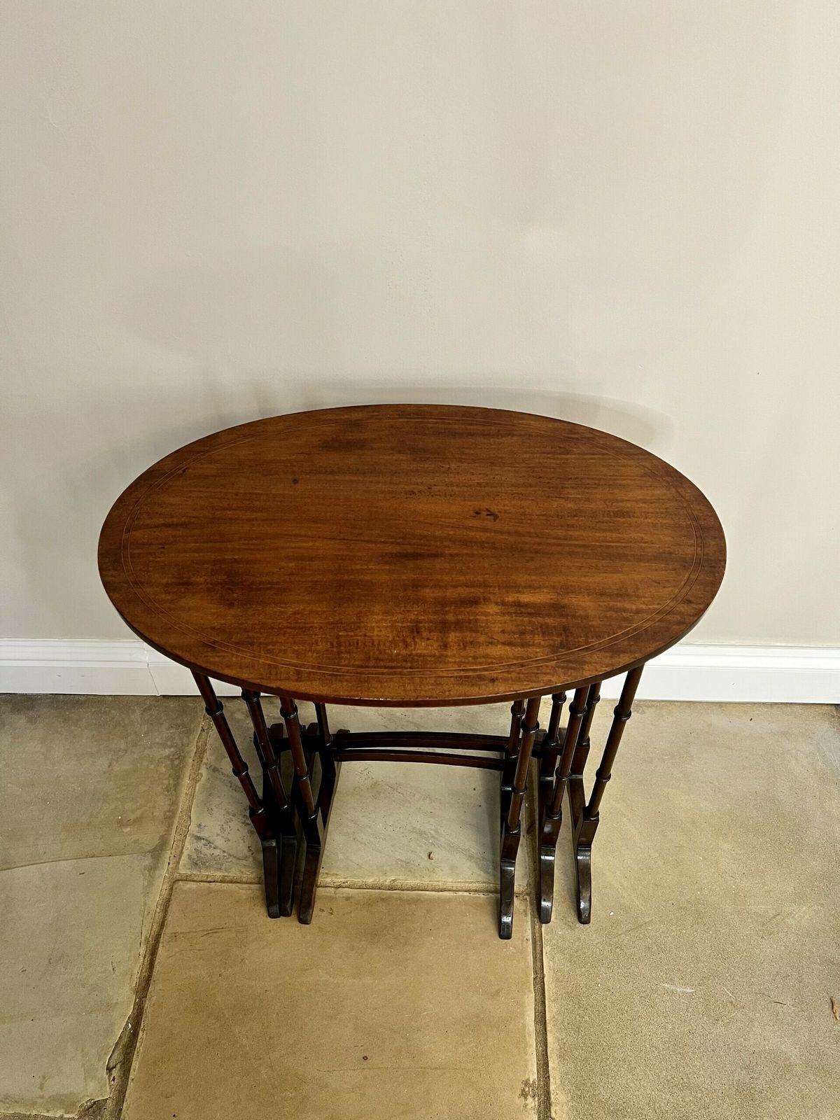 Edwardian Quality Mahogany Inlaid Nest Of Three Tables photo for sale