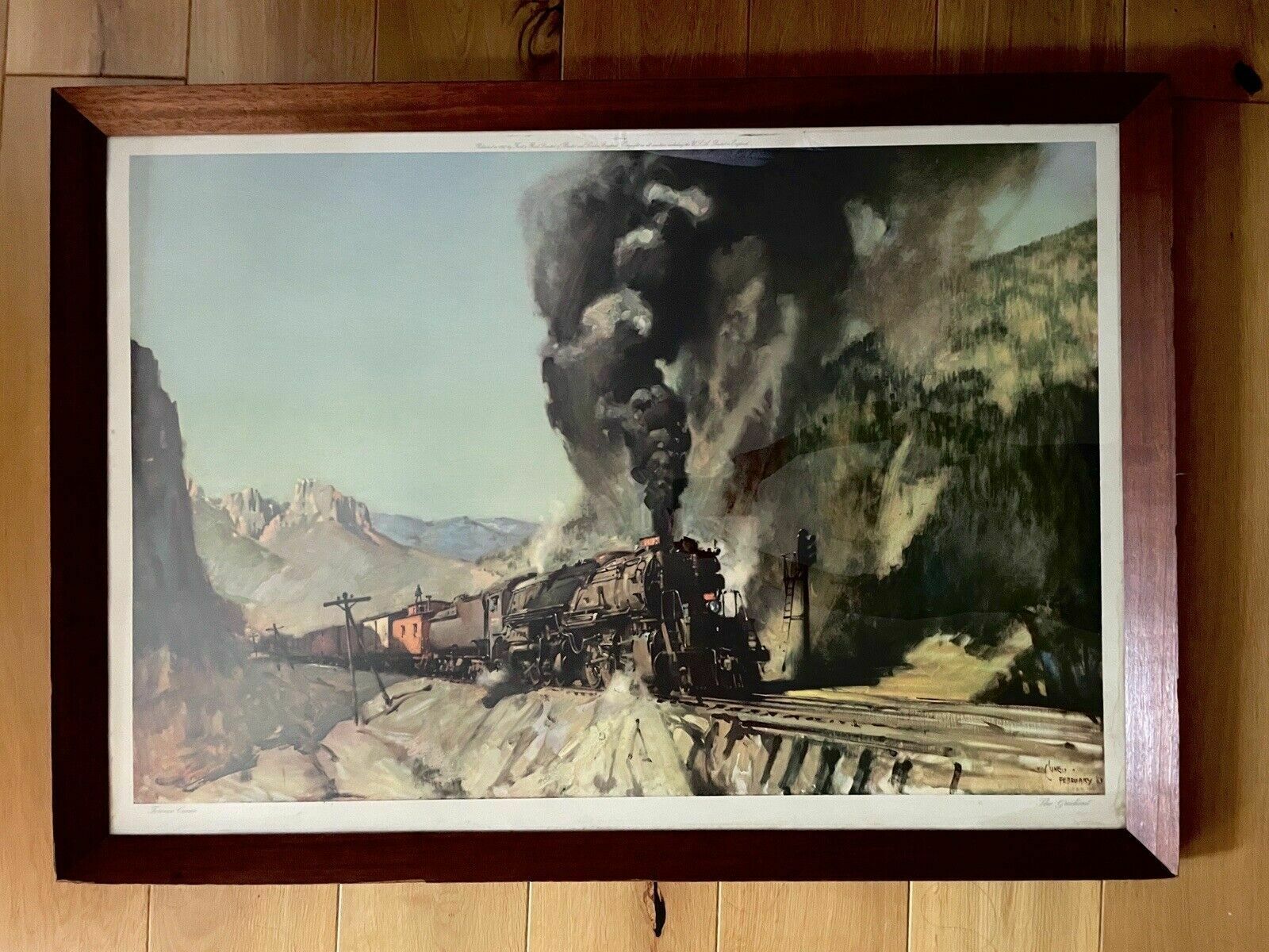 photo for sale Vintage Framed Print Of “The Gradient” By Terence Cuneo 1967 Frost & Reed
