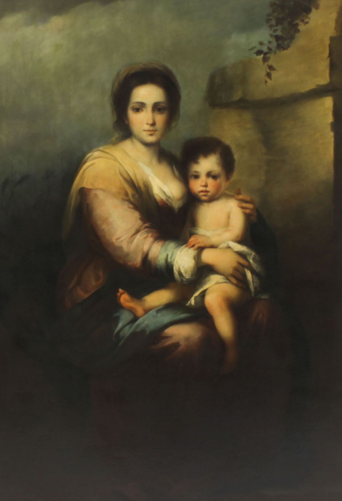 Antique Painting Our Lady Of The Rosary After Bartolomé Murillo 175x125c  19th C photo furniture