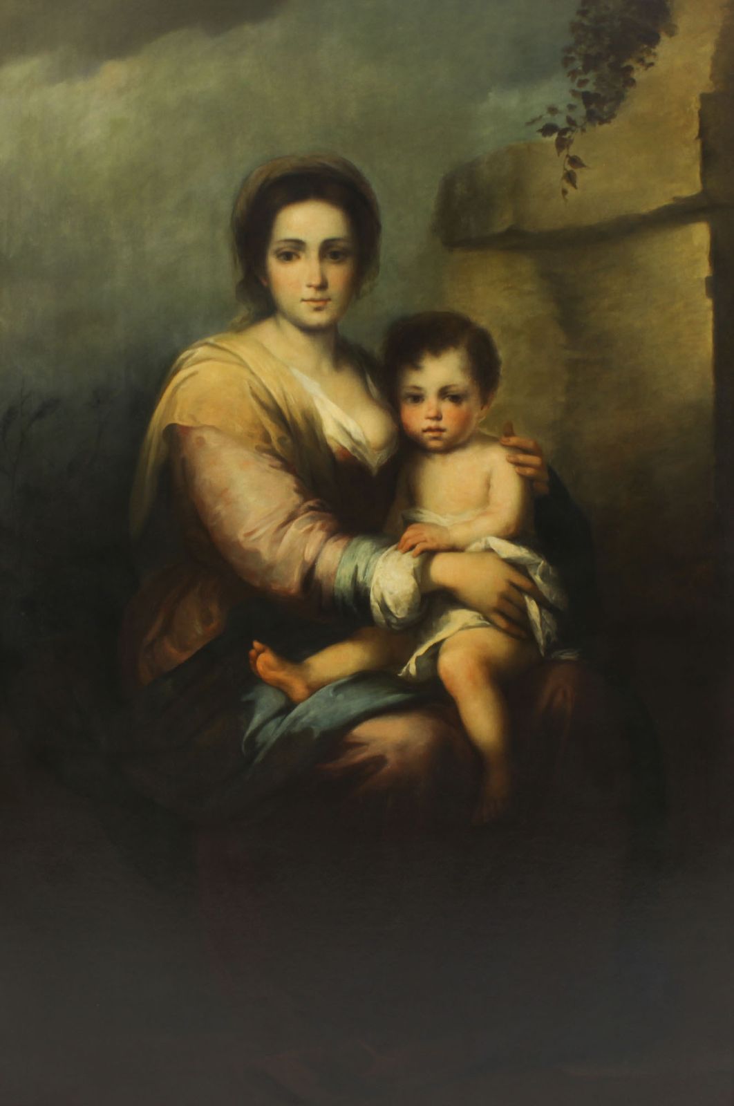 Antique Painting Our Lady Of The Rosary After Bartolomé Murillo 175x125c  19th C photo for sale