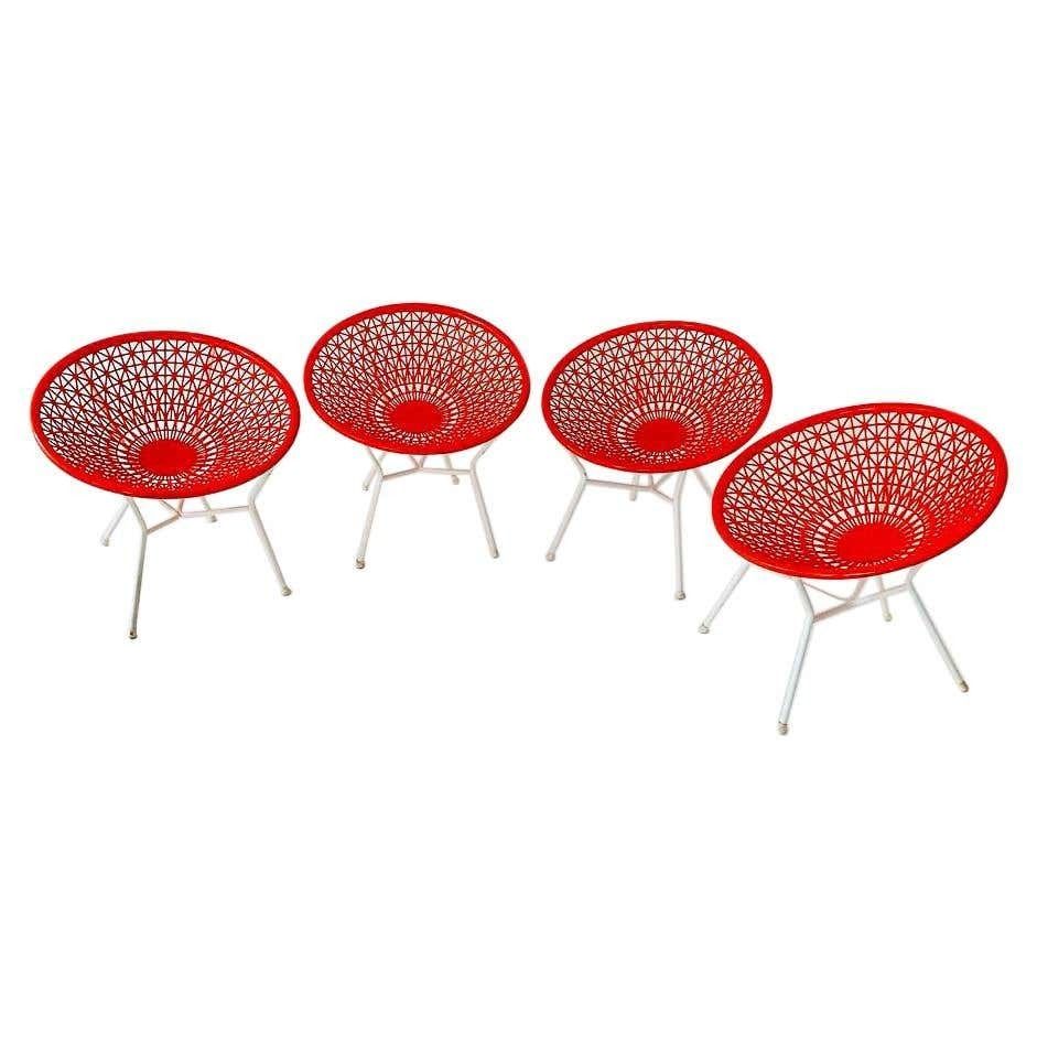 Mid Century Modern Orange And White Lounge Chairs, Italy, 1970s