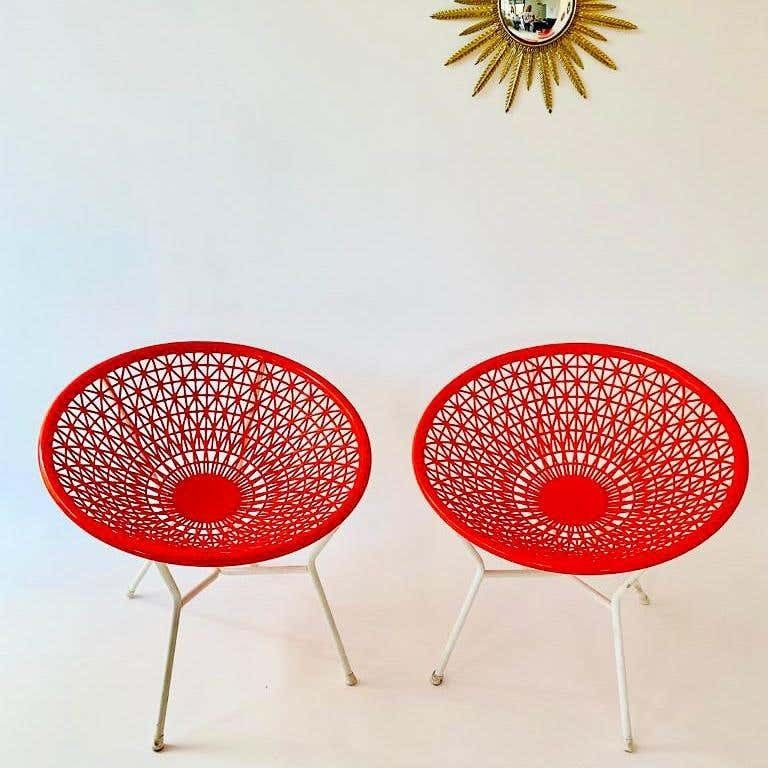 Mid Century Modern Orange And White Lounge Chairs, Italy, 1970s photo Furniture