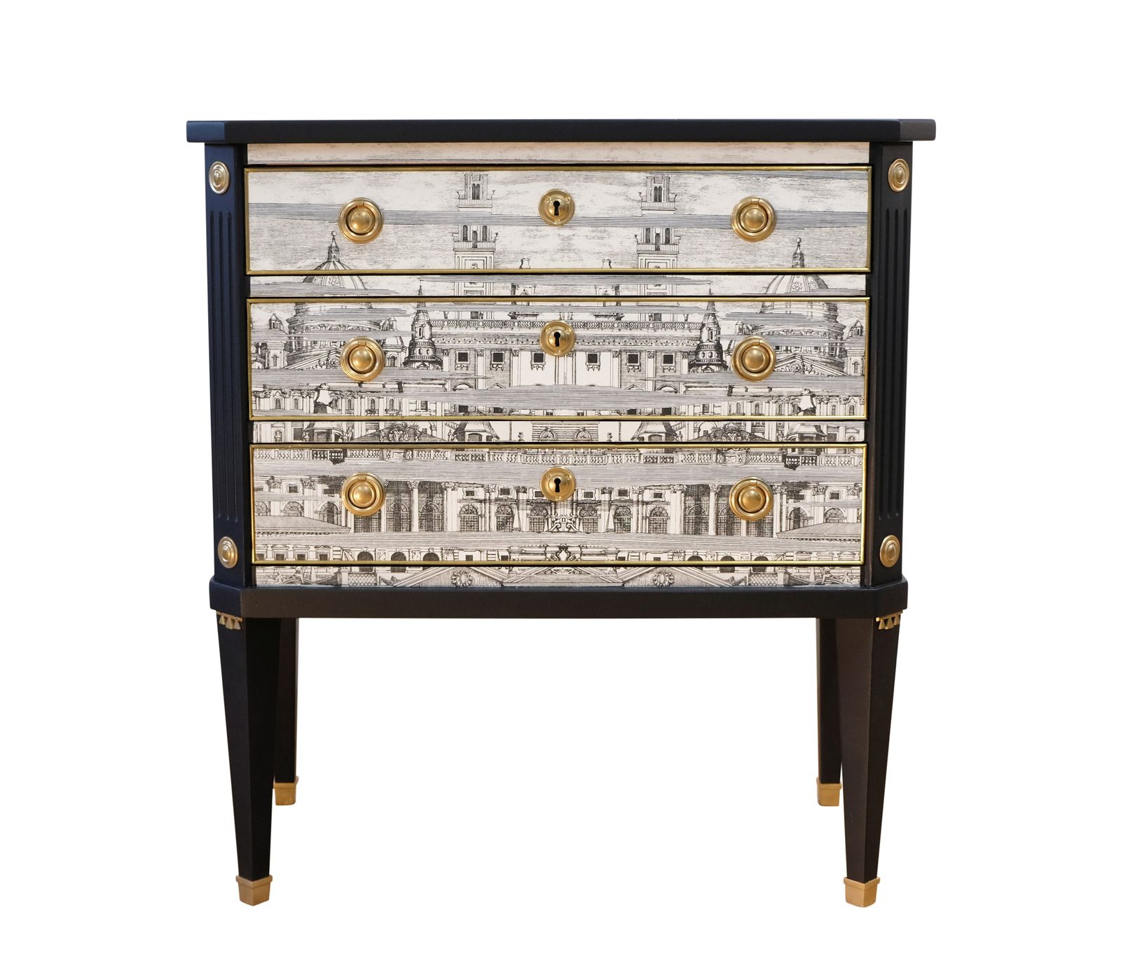Fornasetti Design Three Drawer Chest With Marble Top