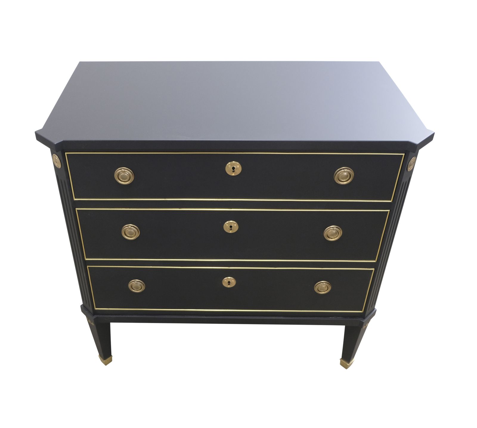 Gustavian Style 3 Drawer Chest Painted  Super Finish Black photo Furniture