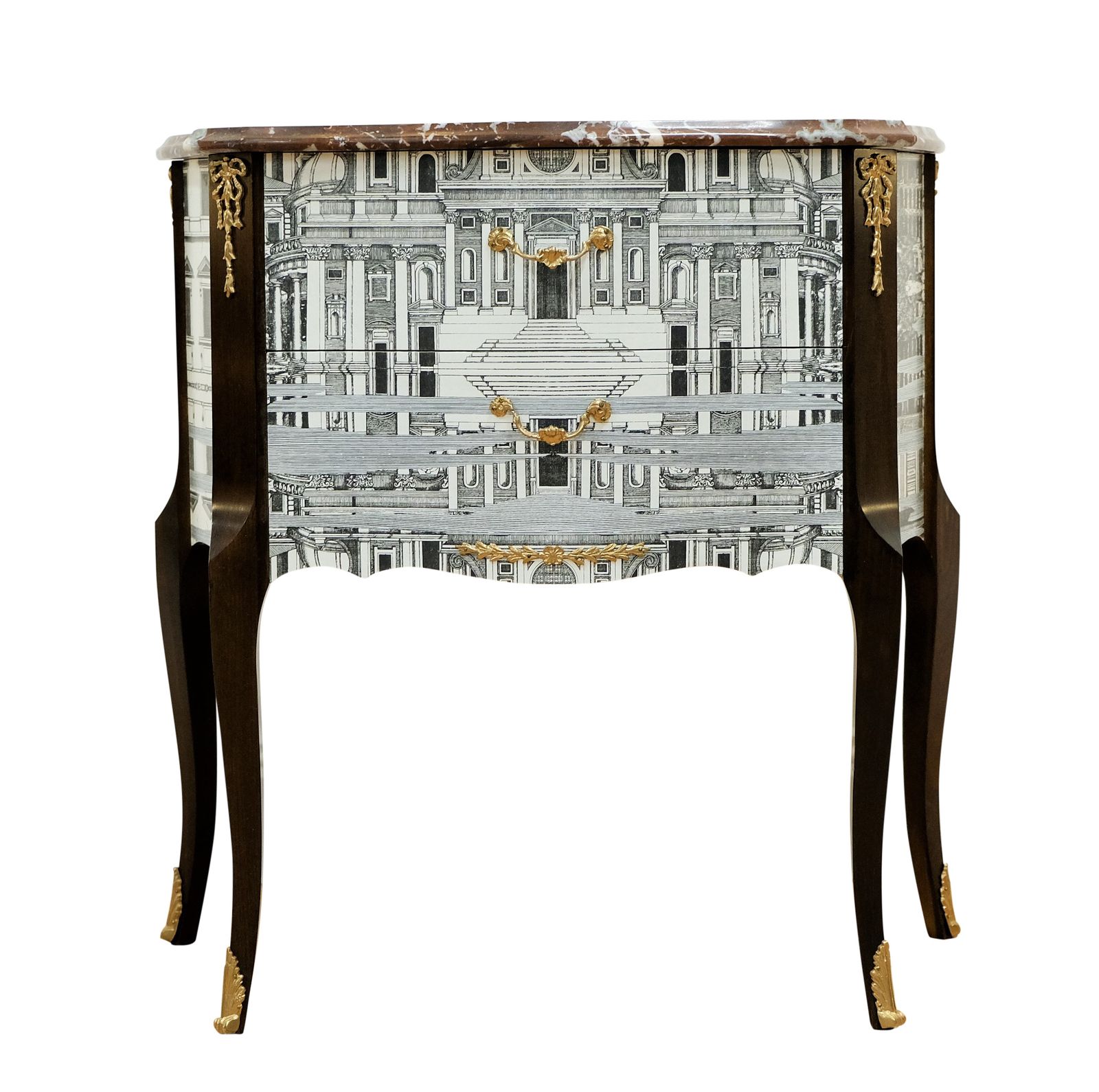 Fornasetti Design Two Drawer Chest With Marble Top