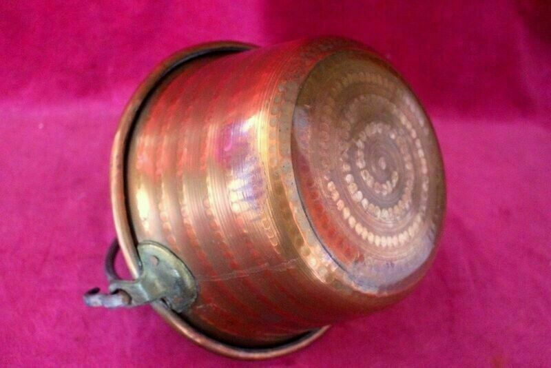 Home Decor Antique Quality French Hammered Copper Pot/Planter/Jam 18th C 30 X 13 Cm photo