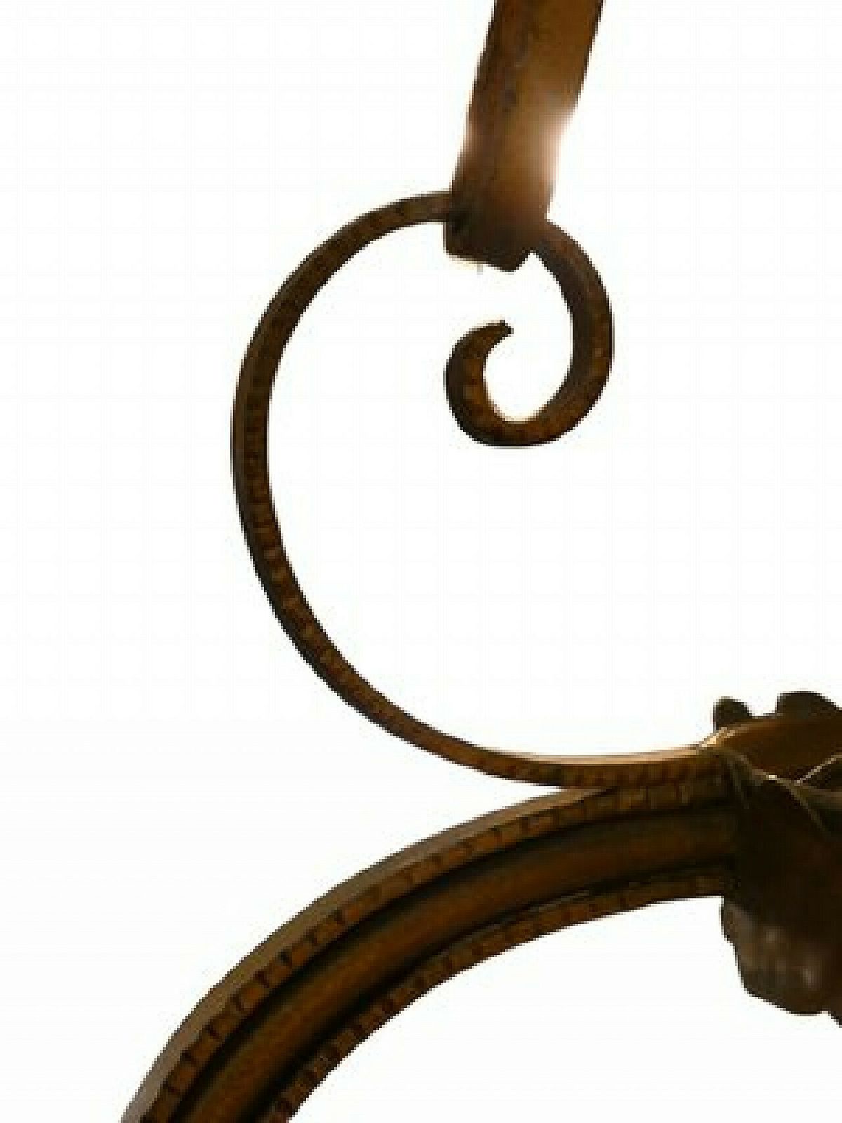 photo for sale Gilded Wrought Iron And Glass Chandelier By Pier Luigi Colli, 1960s