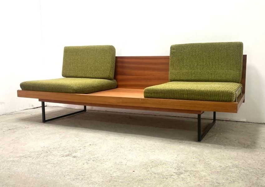 Czech  2 Seater Sofa & Daybed In Mahogany By Drevotex 1970s photo for sale
