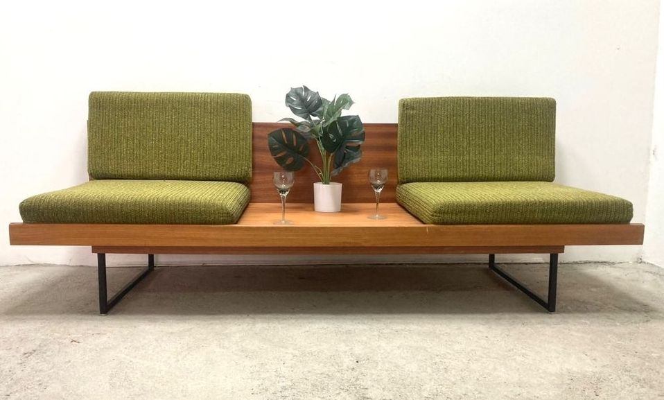 Czech  2 Seater Sofa & Daybed In Mahogany By Drevotex 1970s photo buy