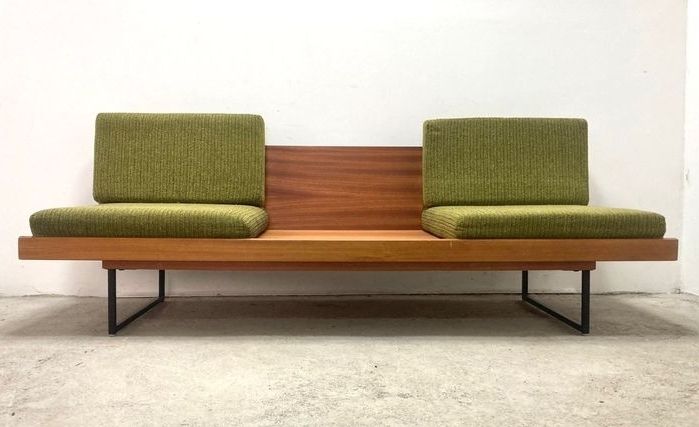 Czech  2 Seater Sofa & Daybed In Mahogany By Drevotex 1970s photo vintage