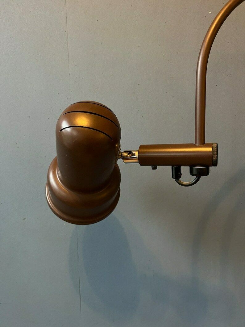 Mid Century Bruine Gepo Double Arc Cone Vloerlamp photo vintage