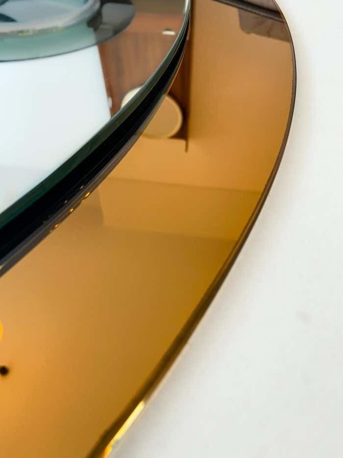 Brown Oval Glass Wall Mirror, Mid Century Modern, Italy, 1970s photo 780.0