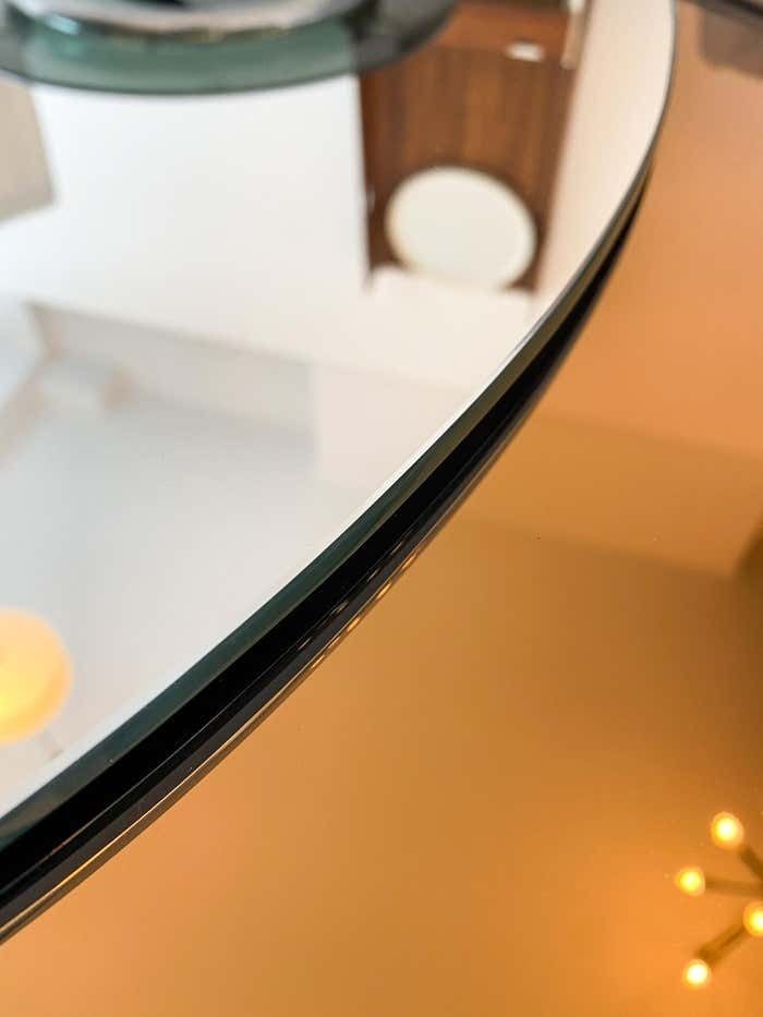 Brown Oval Glass Wall Mirror, Mid Century Modern, Italy, 1970s photo vinterior