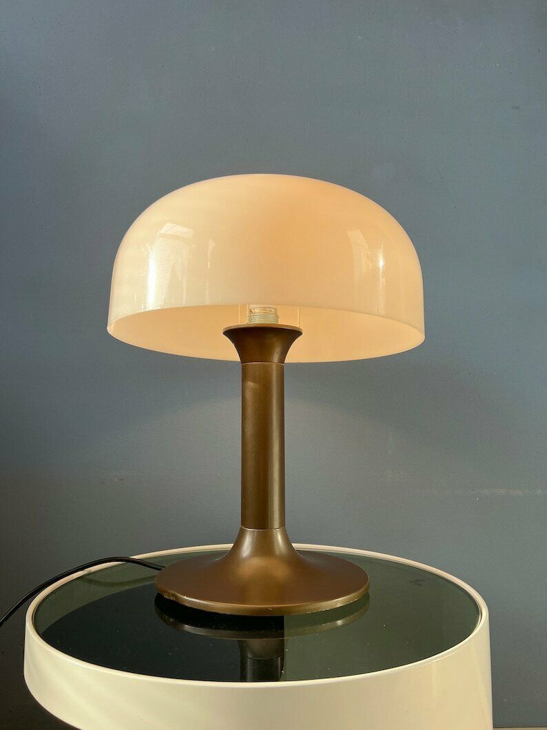 Brown And White Space Age Mid Century Mushroom Table Lamp photo furniture