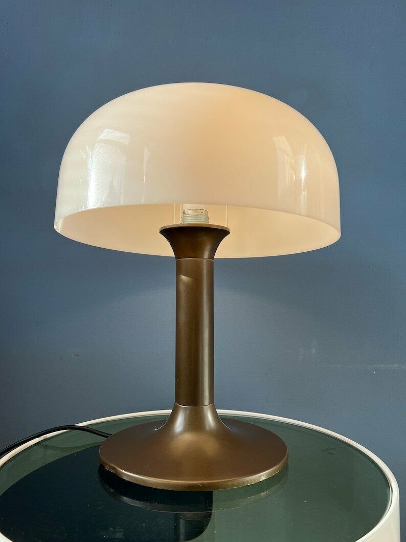 Brown And White Space Age Mid Century Mushroom Table Lamp photo Lighting