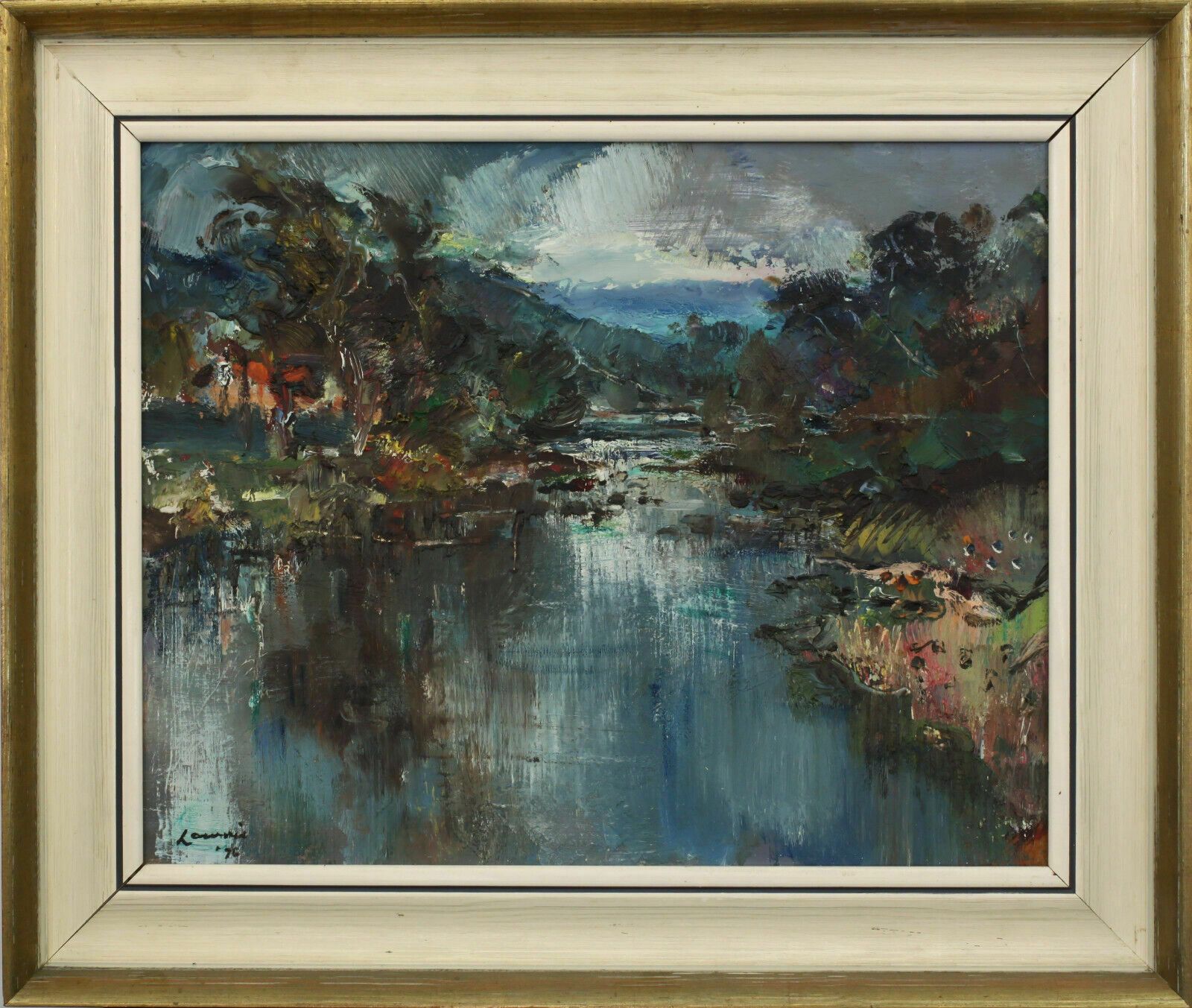 Oil On Board By Hamish Lawrie. River Scene