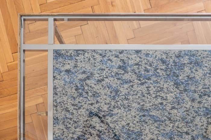 photo vintage Mid Century Modern Brass Chrome Glass Marble Coffee Table, Italy 1970s