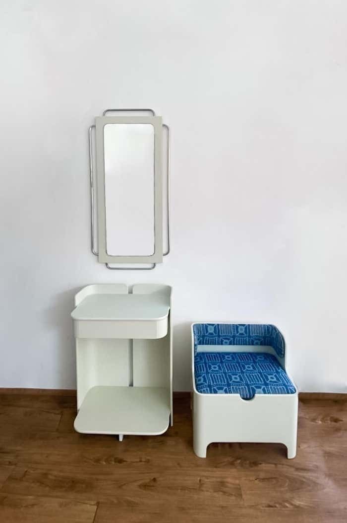 Mid Century Modern White Wood Wardrobe Set By Carlo De Carli For Fiarm, 1970s photo furniture