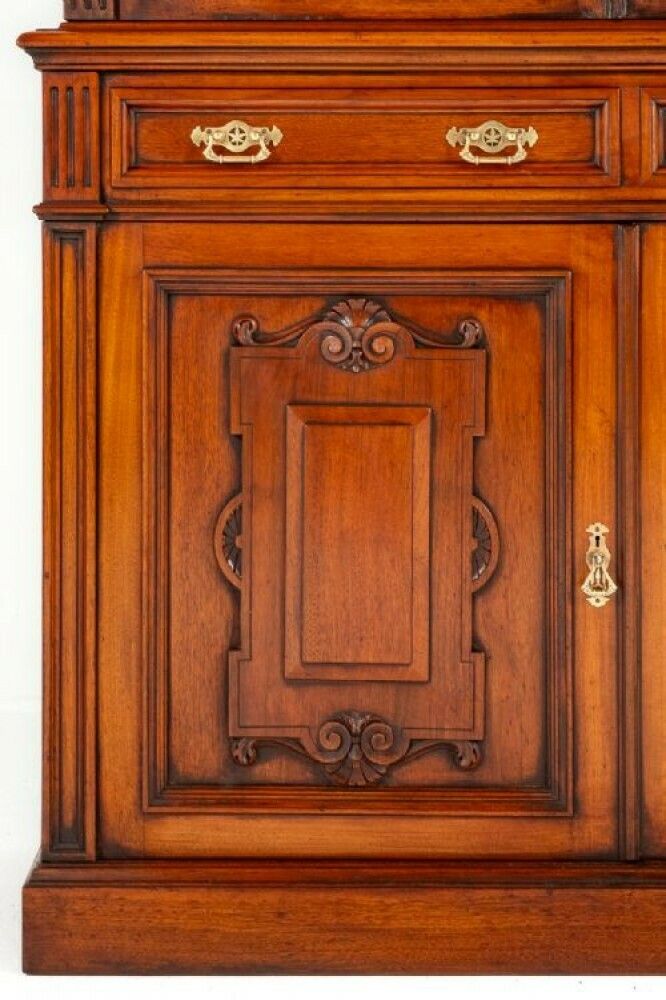 Victorian Bookcase Walnut Glazed Cabinet Shoolbred And Co 1880 photo furniture