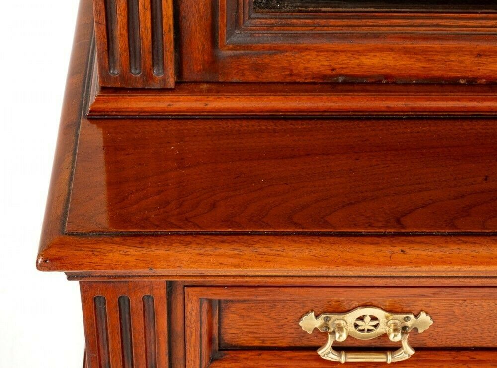 Victorian Bookcase Walnut Glazed Cabinet Shoolbred And Co 1880 photo Furniture