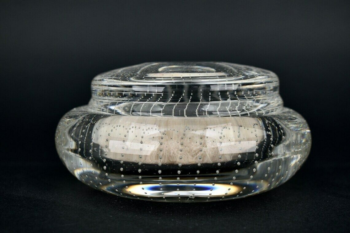 Mid Century Bullicante Vanity Set Van A.D. Copier Voor Glasfabriek Leerdam Crystal – "Spijker" Ringhouder, Poederdoos En Vaas – Murano Seguso photo 269.0