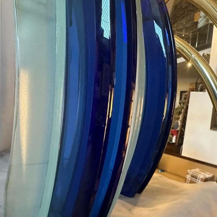 1960s Set Of Two Space Age Blue Heavy Glass Italian Wall Sconces By Veca photo vinterior