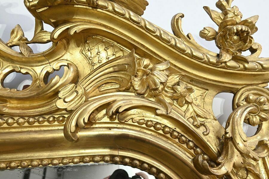 9926.20967722 Important Louis XV Mirror In Gilded Wood – Early 19th Century photo