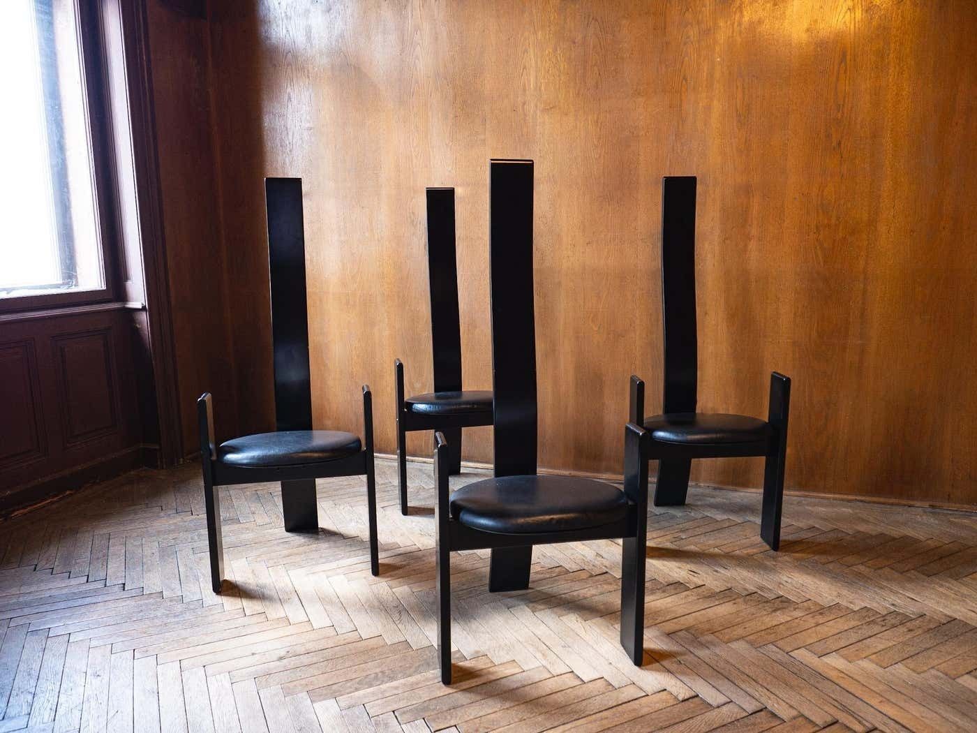 Mid Century Modern Wooden “Golem” Dining Room Chairs By Vico Magistretti, Italy 1969 photo for sale