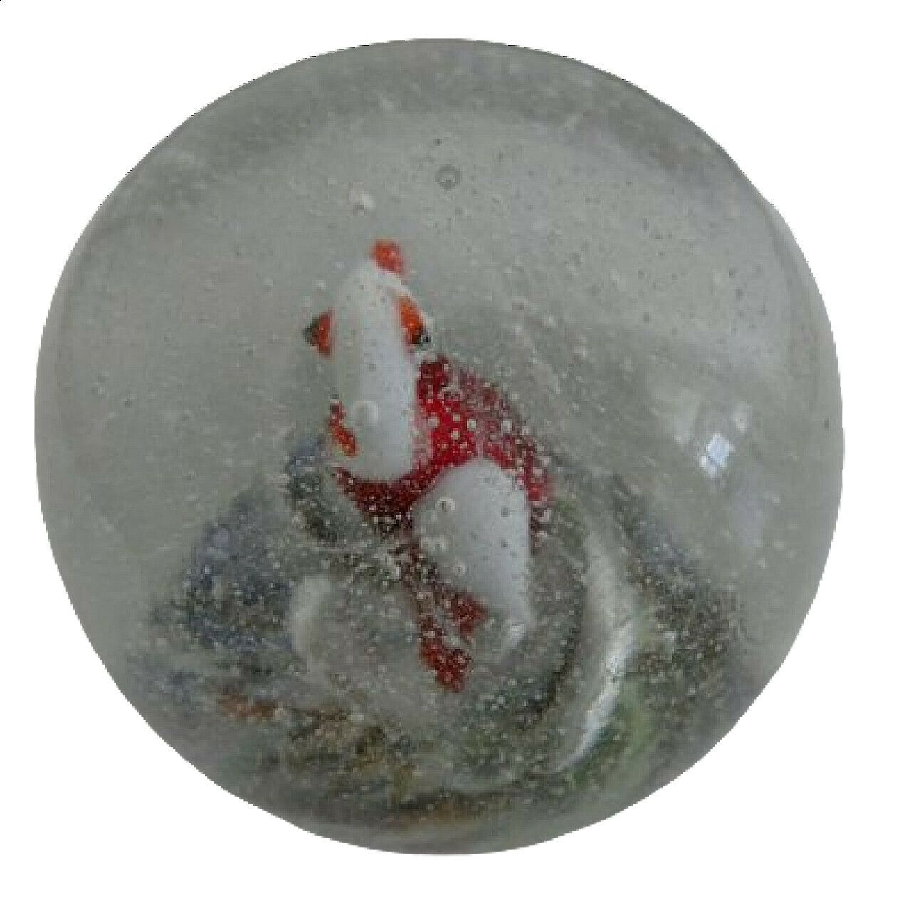 Murano Glass Paperweight With Penguin And Snowflakes, 1920s