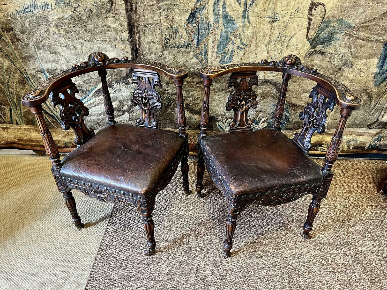 Superb Pair Of 18th Century Carved Armchairs photo furniture