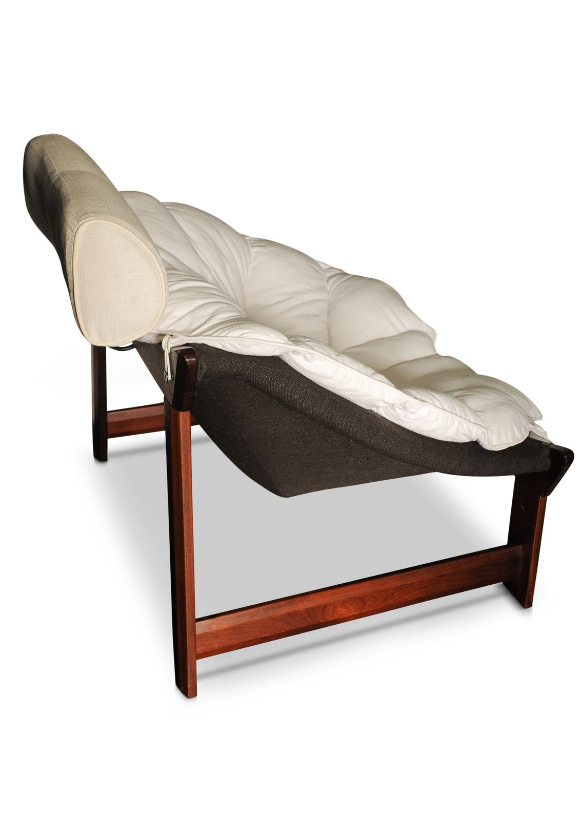 Mid Century Modern Ekornes Rare "Prototype" Teak Lounge Chair With Fitted Headrest   Upholstered In White In Norway 1970's Ol photo 3900.0