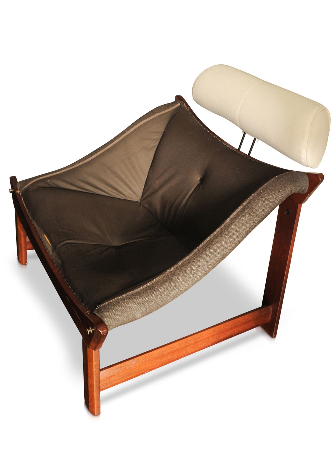 Mid Century Modern Ekornes Rare "Prototype" Teak Lounge Chair With Fitted Headrest   Upholstered In White In Norway 1970's Ol photo vinterior