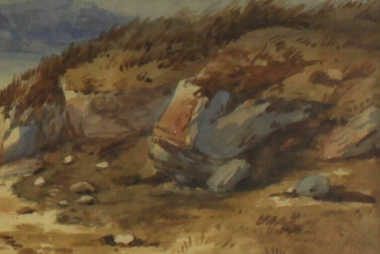 Watercolour By R E Stanton. Man With Row Boat In The Lake District photo for sale