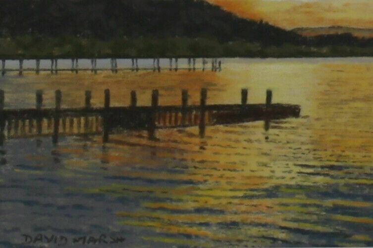 Pastel Painting By David Marsh. Titled "Sunset Over Windermere" photo for sale