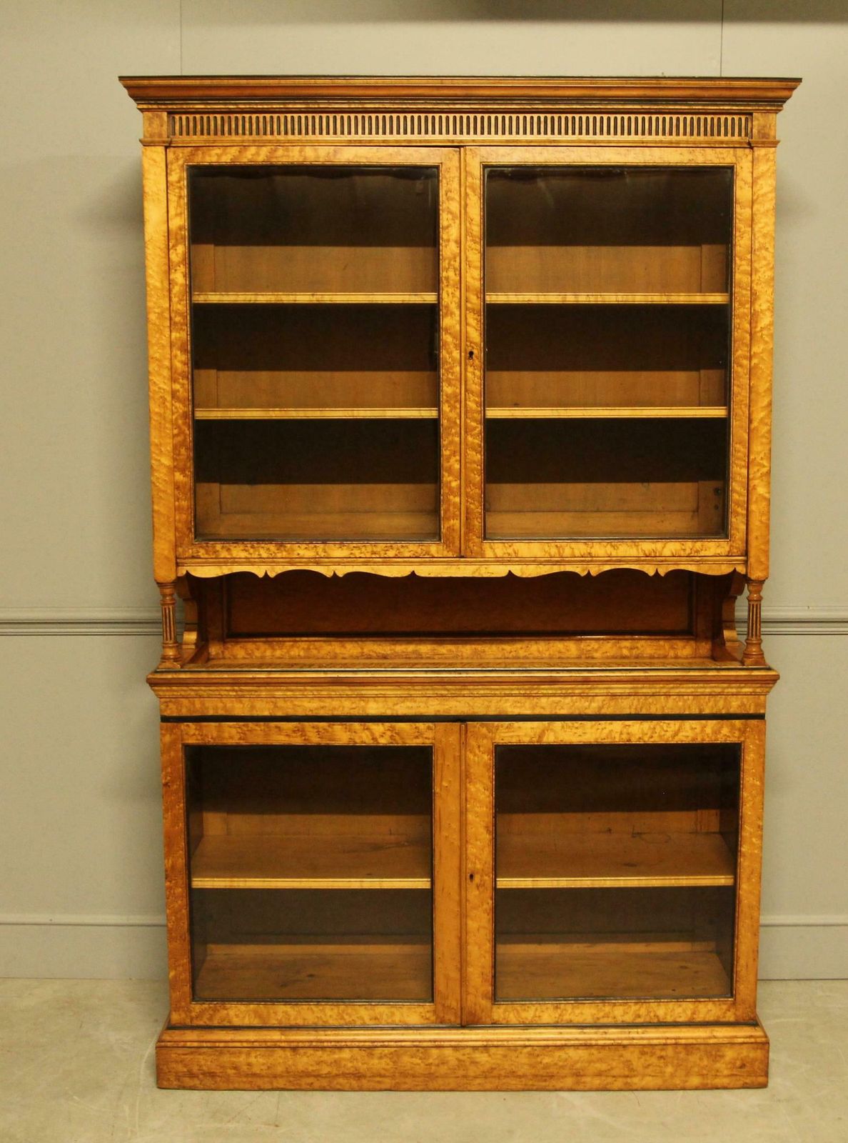 Victorian Bird's Eye Maple Display Bookcase
