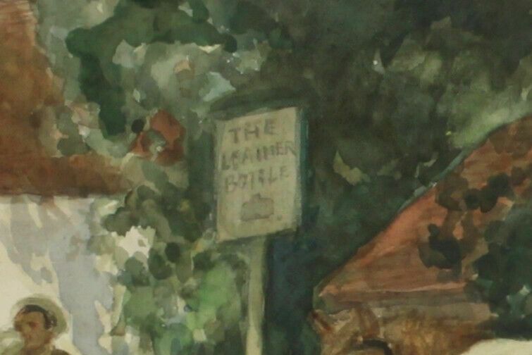 Watercolour By Stephen Reid. Horses Outside The Leather Bottle Pub photo Art
