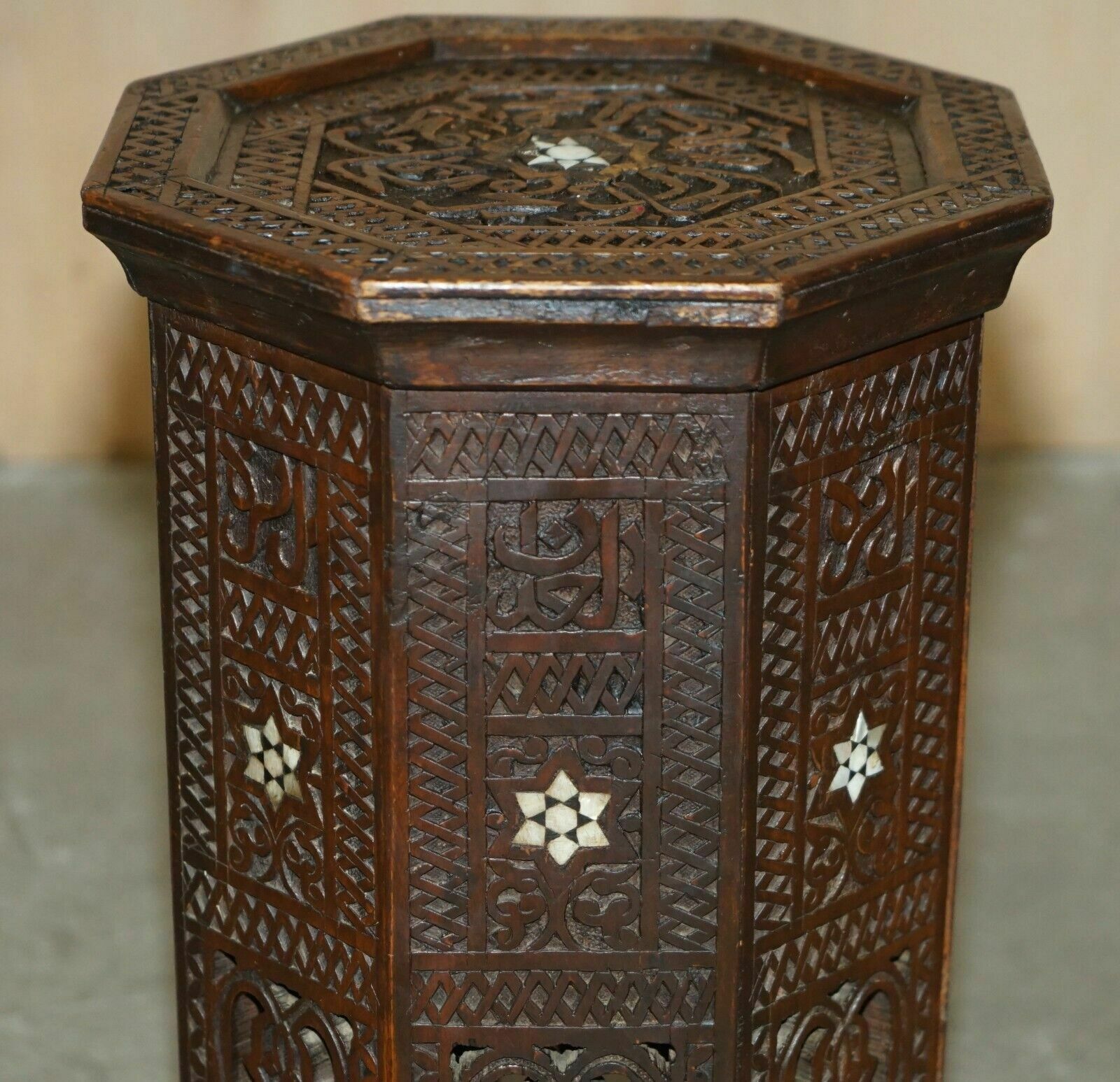 Antique Liberty's Victorian Circa 1880 Floral Moroccan Hand Carved Table photo 750.0