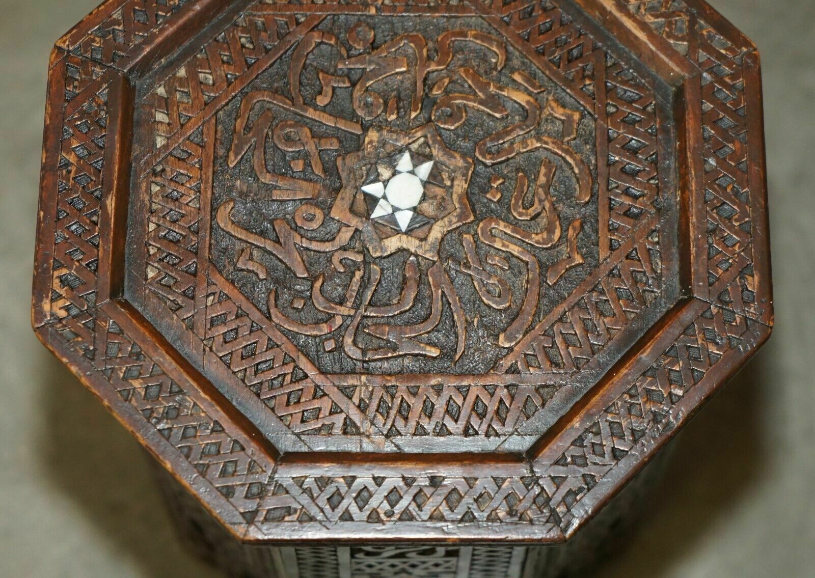 photo for sale Antique Liberty's Victorian Circa 1880 Floral Moroccan Hand Carved Table