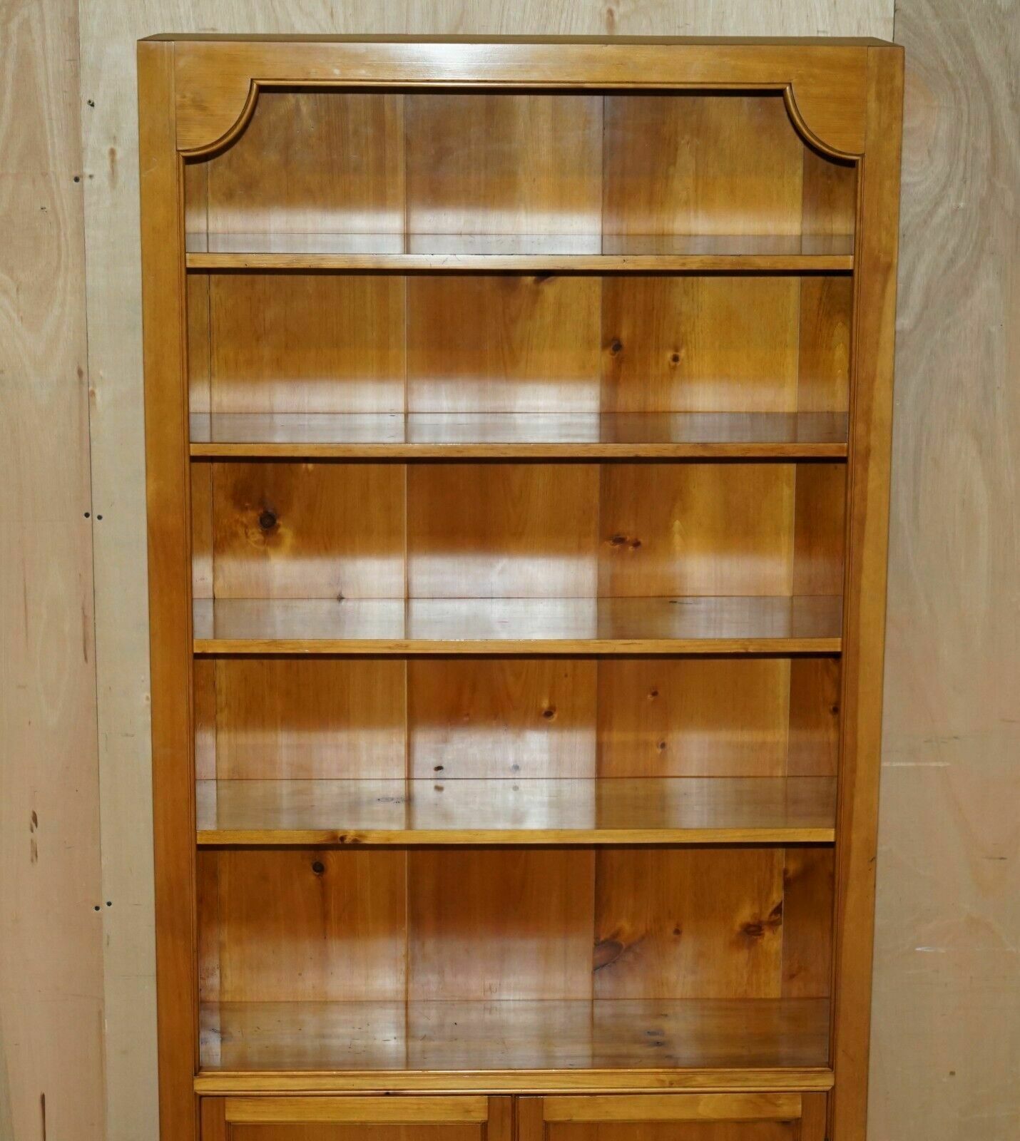 Pair Of Vintage Cherrywood Open Library Bookcases With Lockable Cupboard Bases photo 2850.0