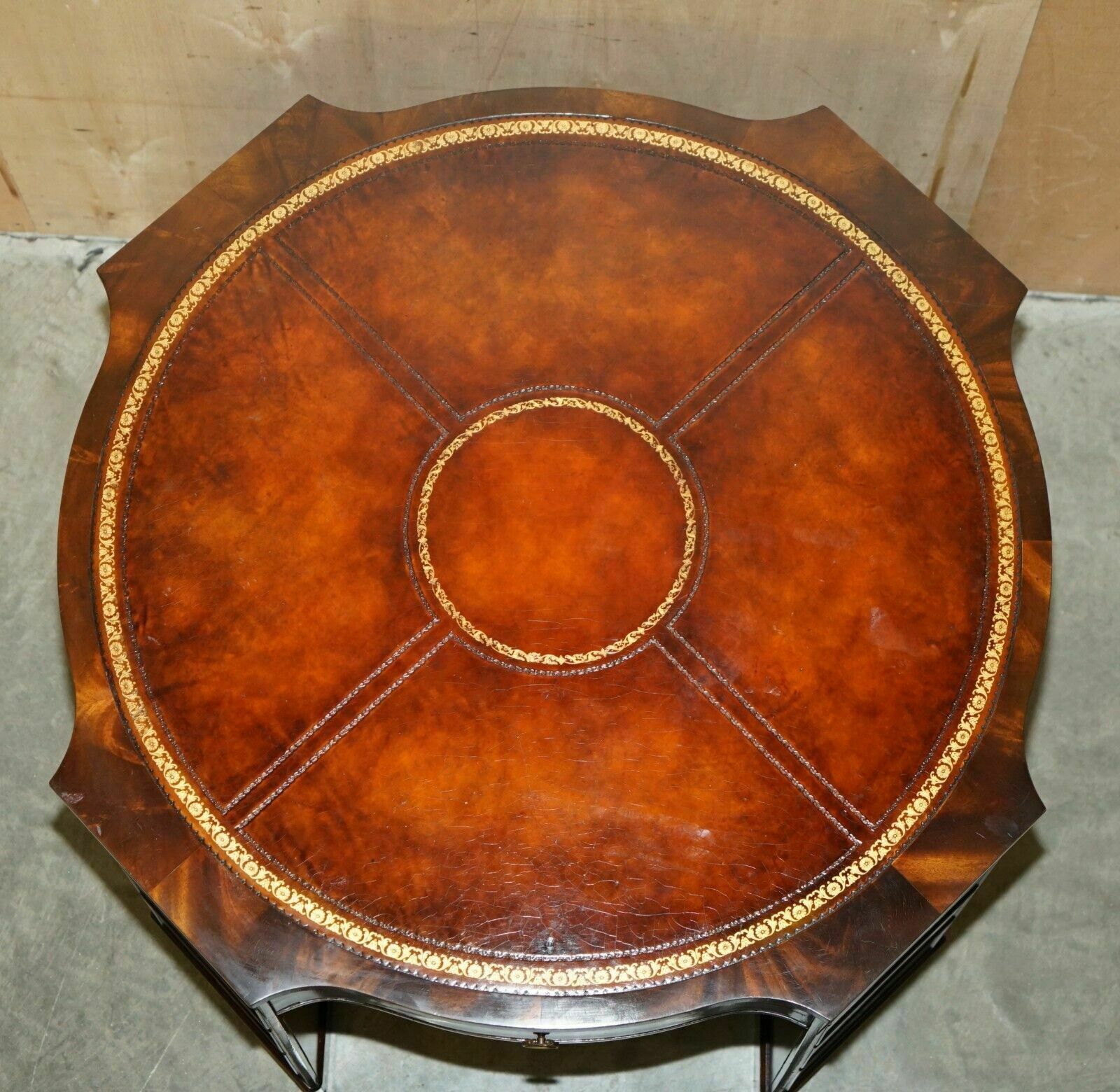 Exquisite Flamed Mahogany Hand Dyed Brown Leather Library Pedestal 2 Person Desk photo Furniture