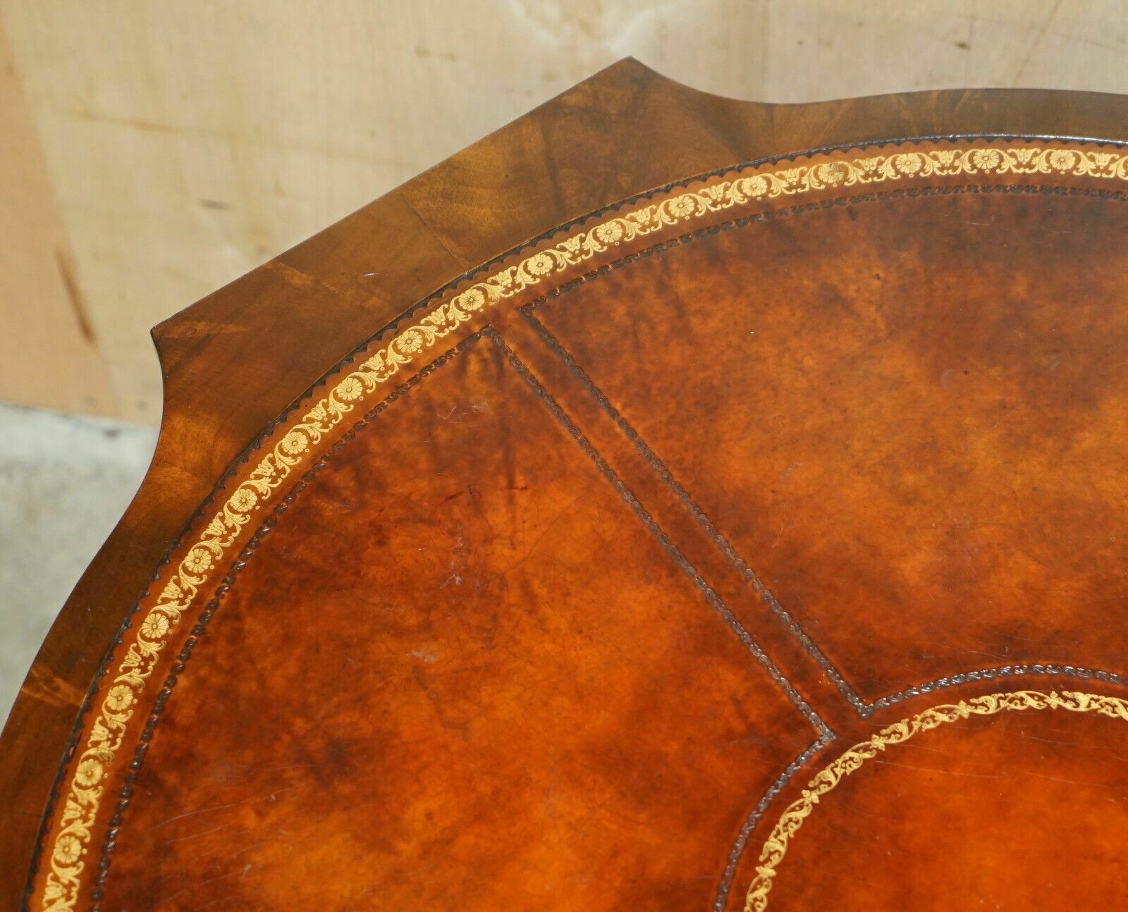 Exquisite Flamed Mahogany Hand Dyed Brown Leather Library Pedestal 2 Person Desk photo vintage