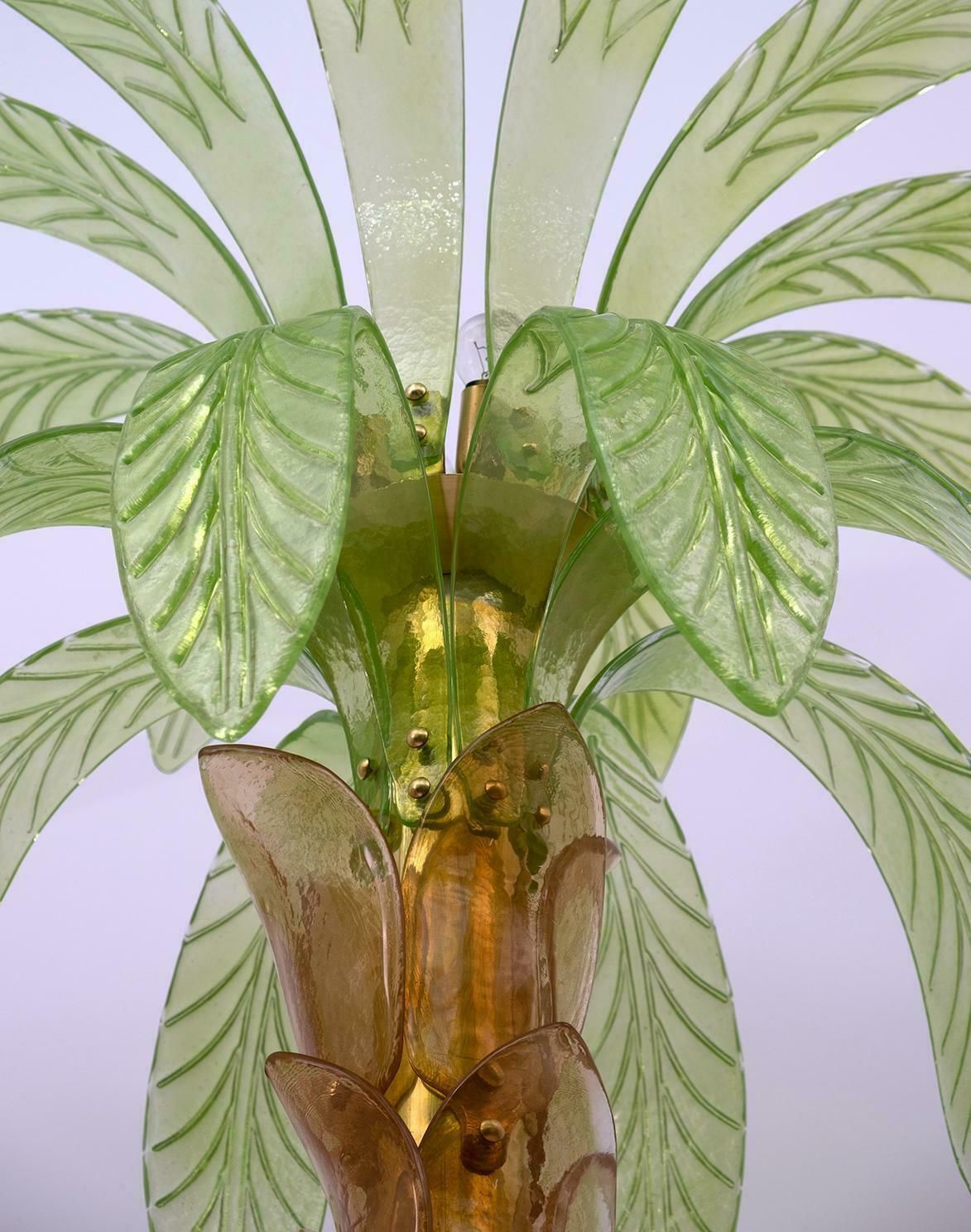 Murano Glass And Brass Palm Tree Floor Lamp, 1970s, Pair photo vinterior