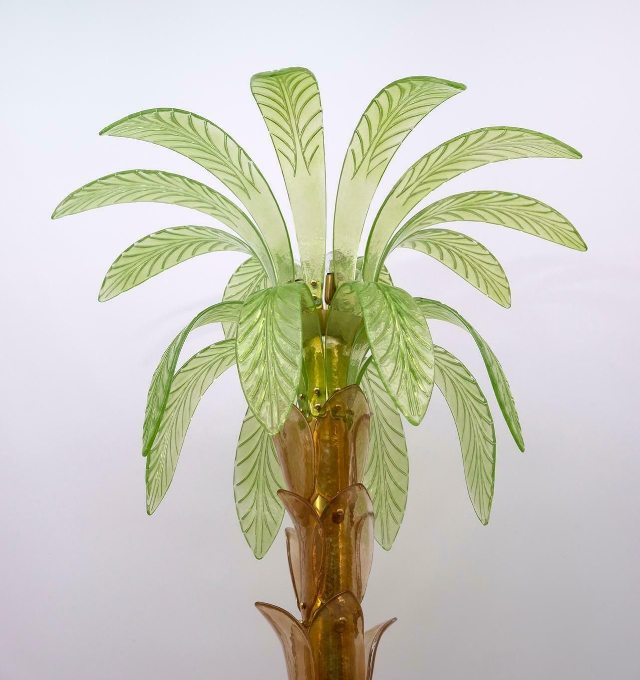 10400.0 Murano Glass And Brass Palm Tree Floor Lamp, 1970s, Pair photo