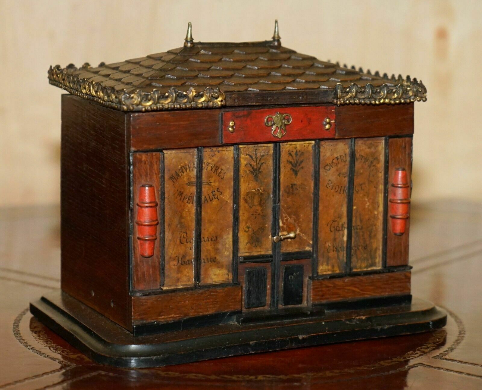 Antique Circa 1900 French Cigar Box Modelled As A Pagoda Top Chinese Shop