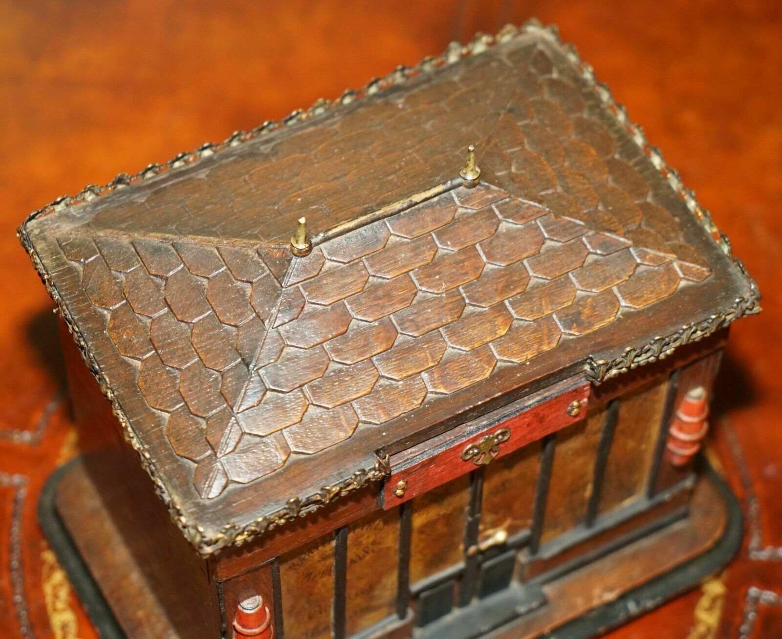 Antique Circa 1900 French Cigar Box Modelled As A Pagoda Top Chinese Shop photo vintage