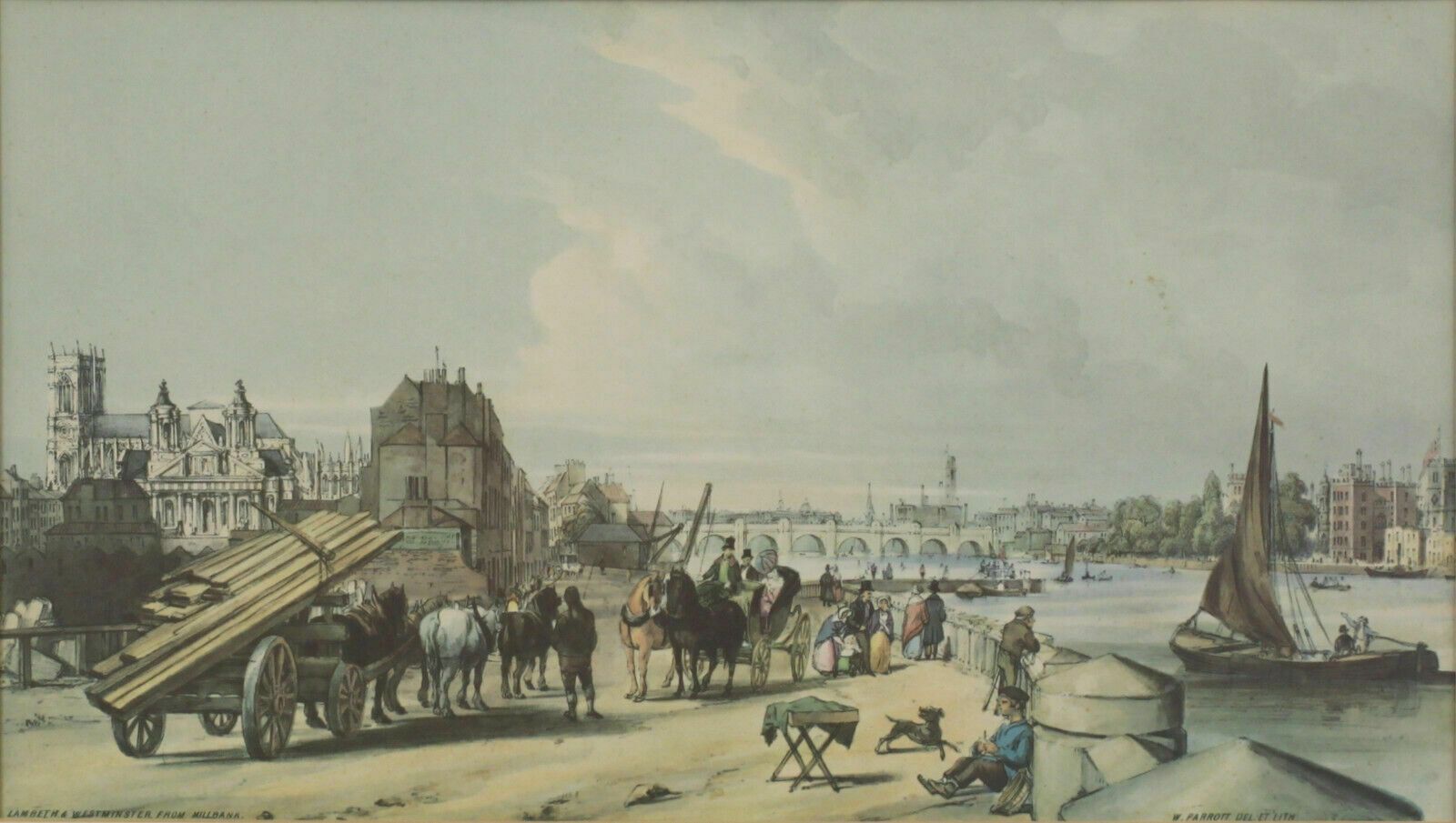 Copy Of 18th Century Lithograph. Lambeth & Westminster From Millbank photo furniture