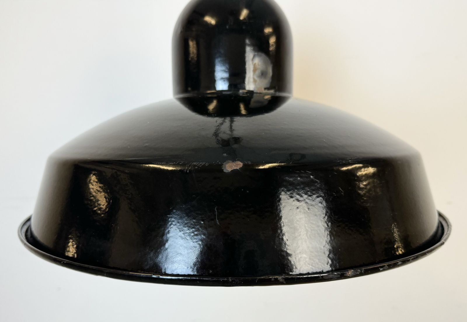 Industrial Black Enamel Factory Pendant Lamp, 1960s, 2x photo for sale