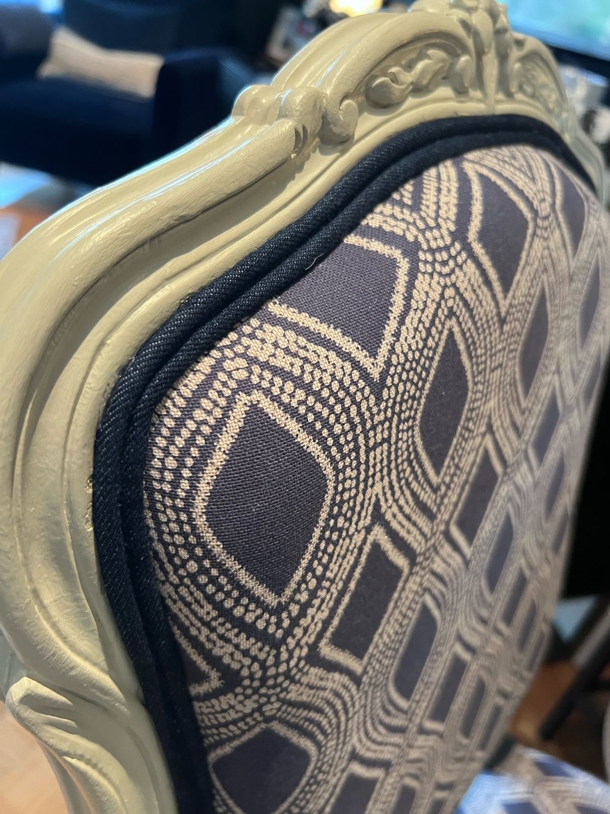 Carved Wood And Upholstery Dining Chair photo vinterior